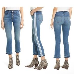 Veronica Beard Carolyne Baby Boot High Rise Jeans Cropped with Stripe Size 28/6